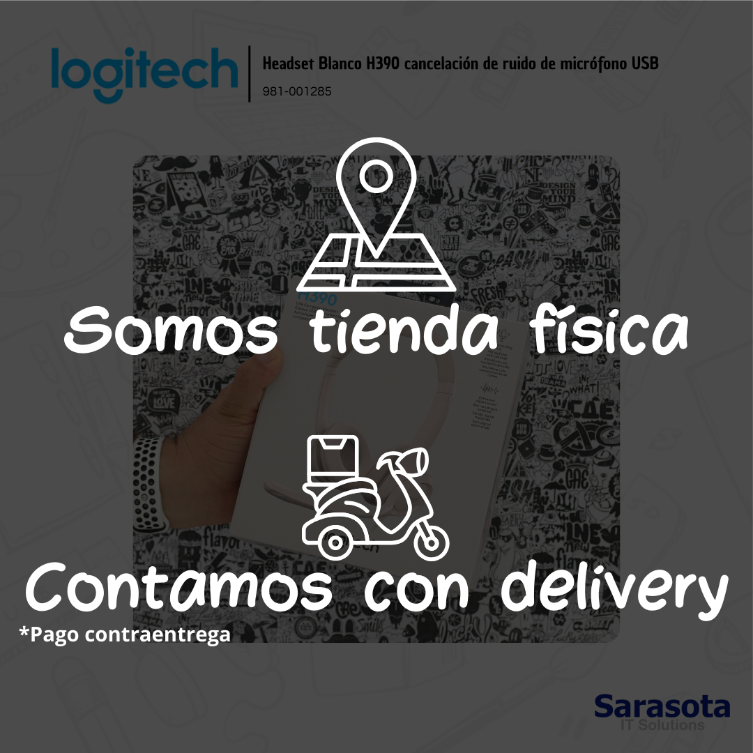 camaras y audio - Logitech Headset Blanco H390 cancelación de ruido  3