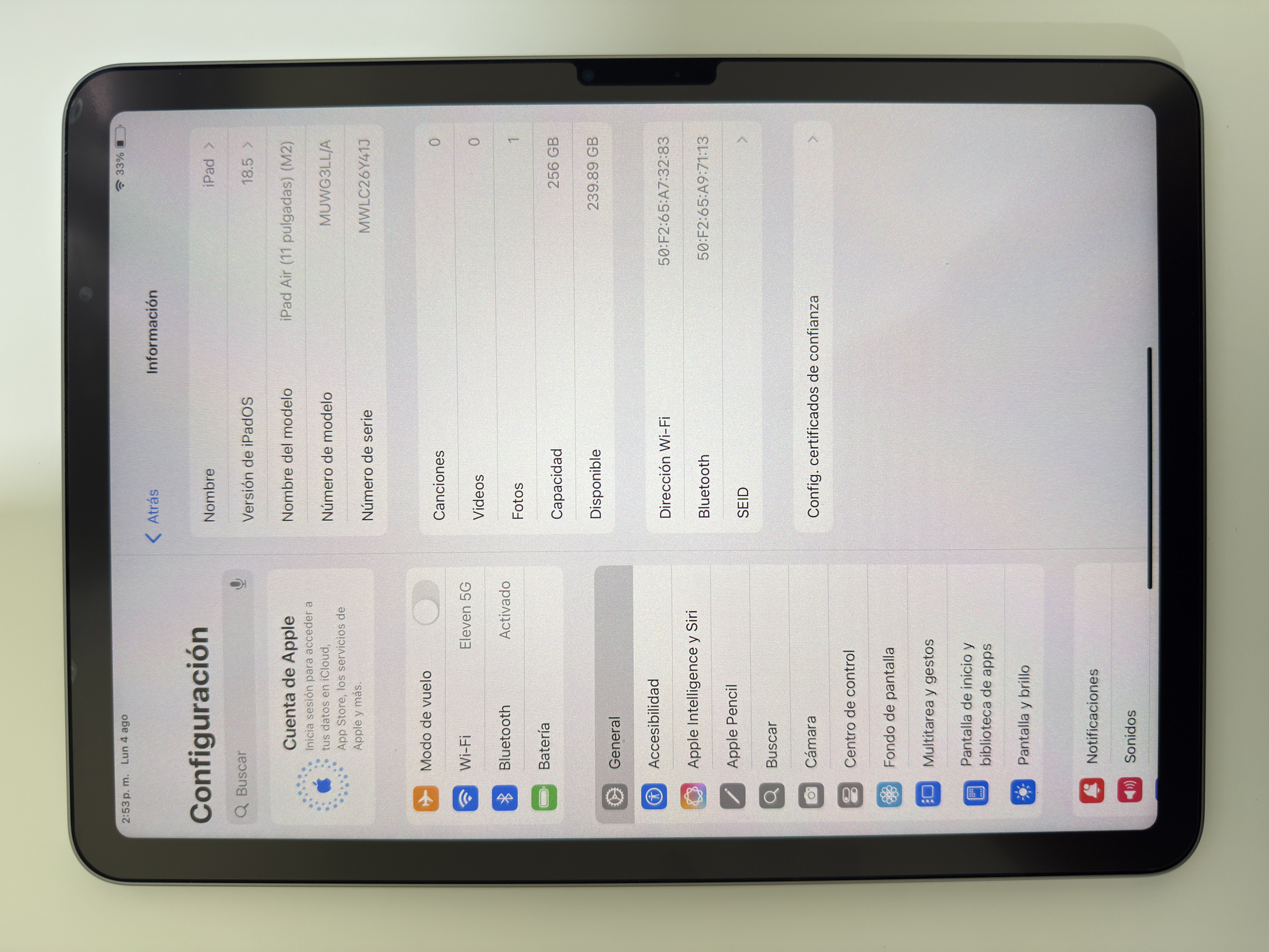 celulares y tabletas - “iPad Air  11” M2 - 256GB - ¡29 ciclos, como nuevo! 🚀” 2