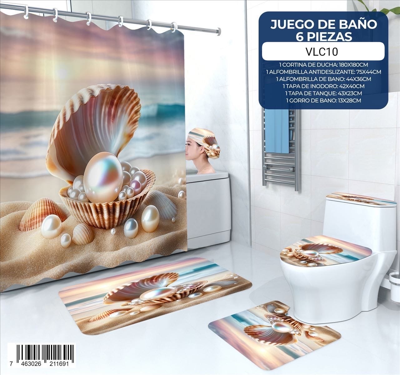 decoración y accesorios - juego de baños de 6 piezas  8