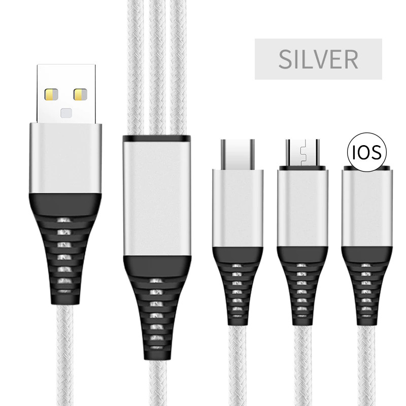 accesorios para electronica - Cable USB Para cargar celulares Iphone y Android - 3 en 1 6