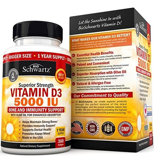 Salud y Equipamiento Médico - Vitamina D3 5000 Iu Bioschwartz 360 Capsulas huesos 2