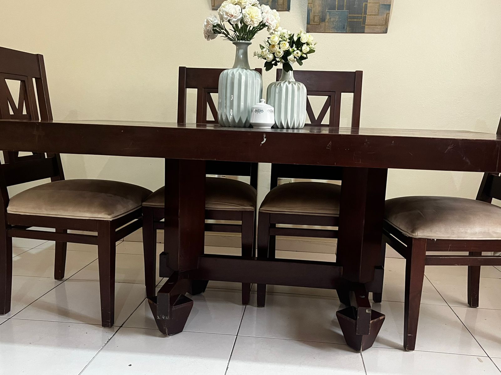 muebles y colchones - De Oportunidad! Juego de Mesa de caoba de 6 sillas 2
