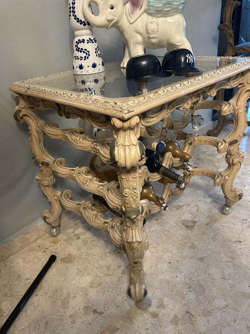 muebles y colchones - Barra Italiana Antigua de Alta cualidad con ruedas 1