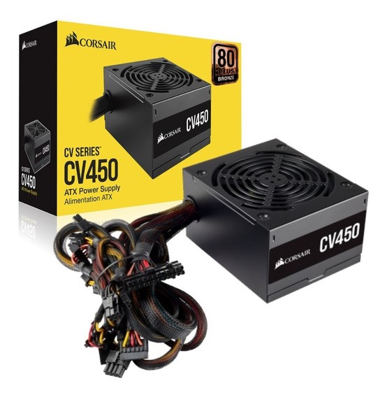 computadoras y laptops - POWER SUPPLY CORSAIR 450 WATTS, 80 PLUS BRONZE (450CV), CONECTORES PCI-E X2, SAT 0