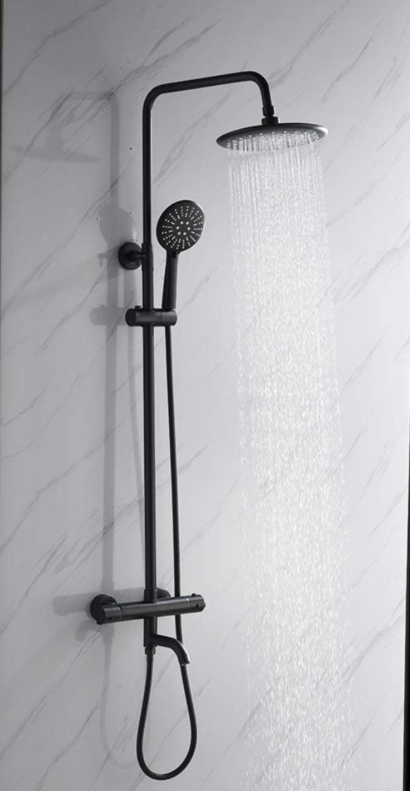 decoración y accesorios - Juego de ducha nuevo, negro mate 