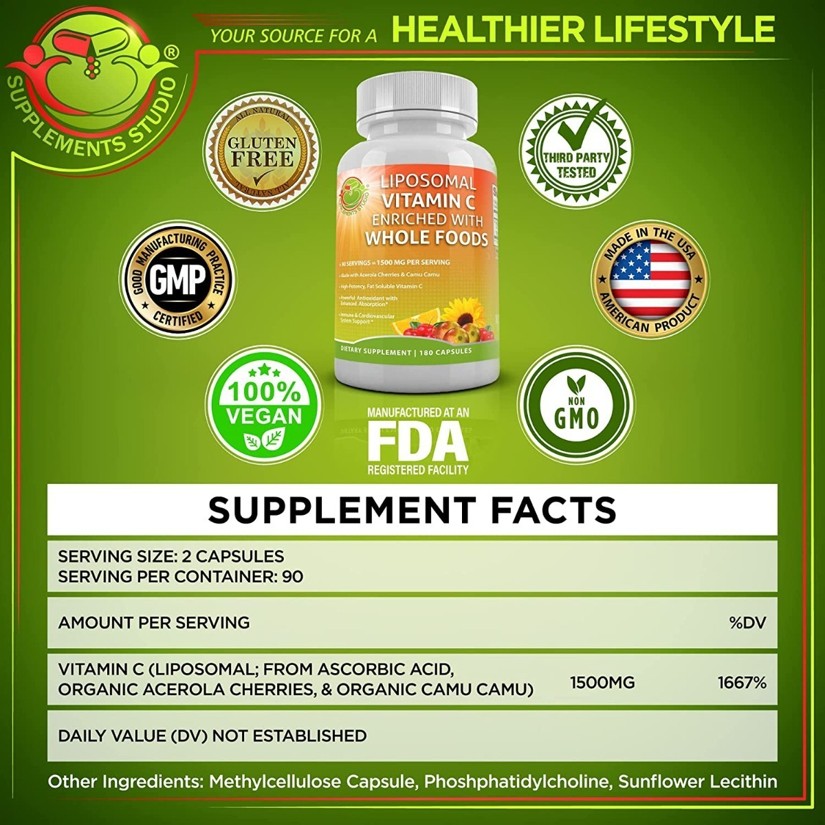 Salud y Equipamiento Médico - Vitamina C  180caps Supplements 1