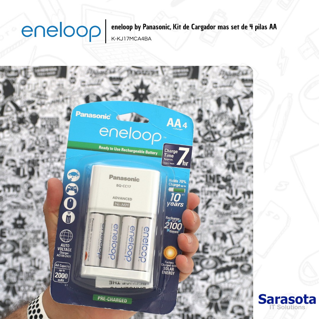 accesorios para electronica - Cargador con baterías recarcables AA Eneloop Panasonic 7hr 1