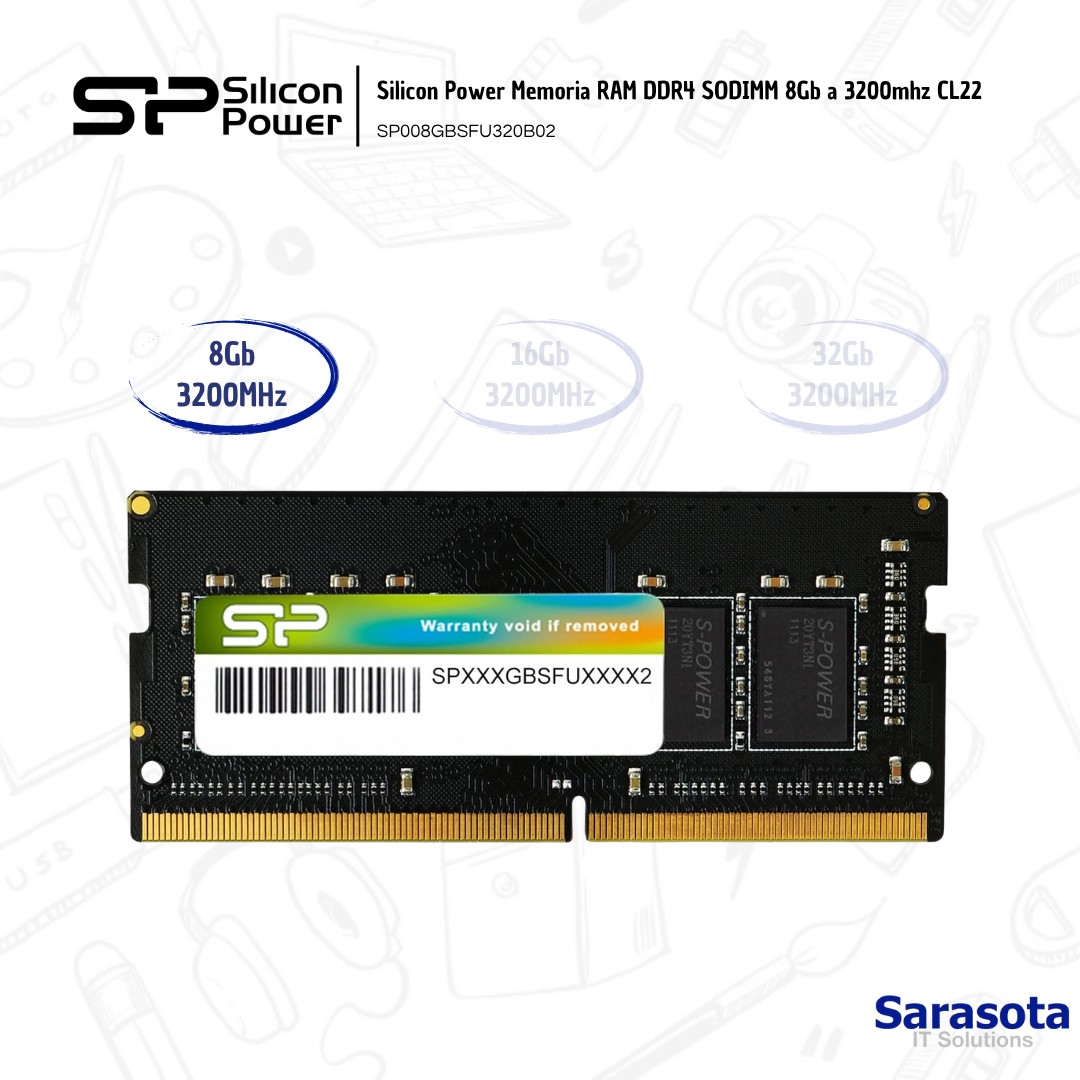 accesorios para electronica - Silicon Power Memoria RAM DDR4 8Gb a 3200mh CL22 1
