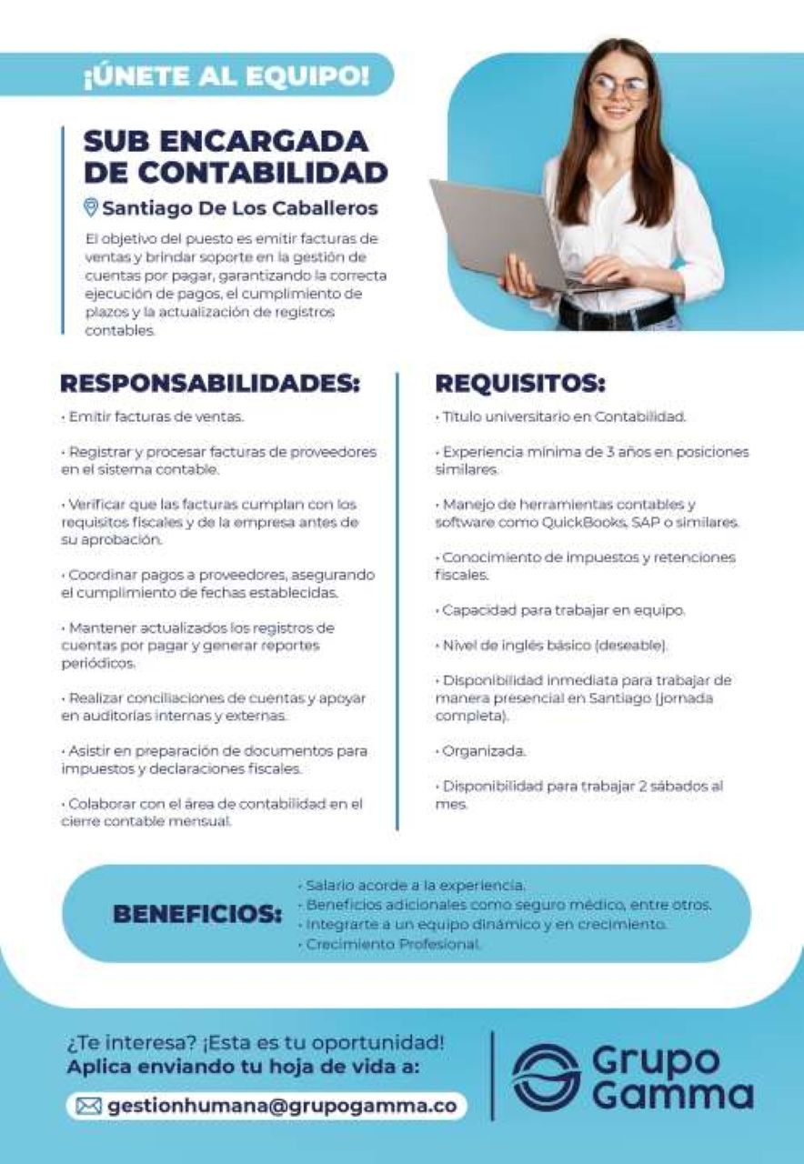 empleos disponibles - Sub Encargada de Contabilidad