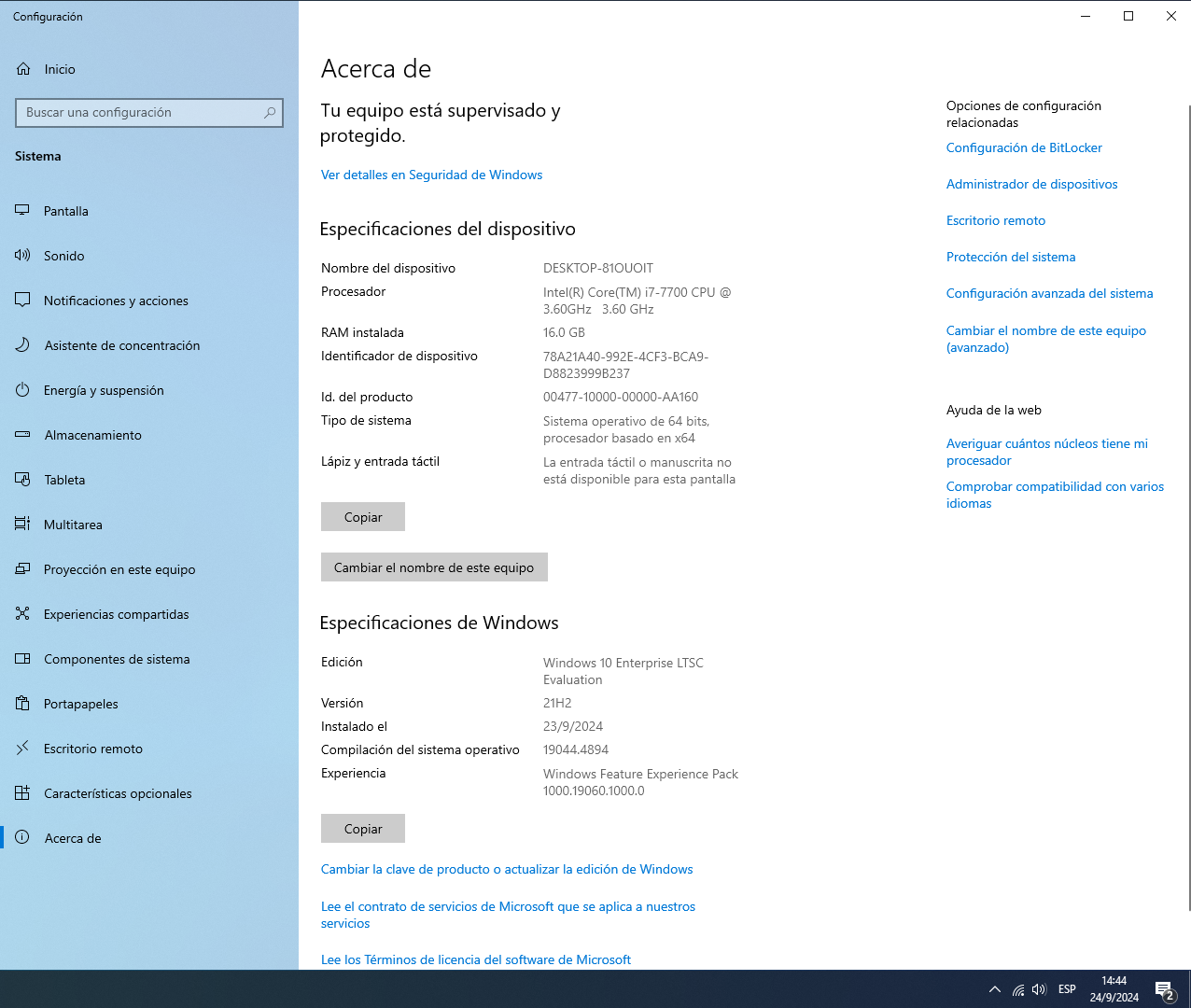 computadoras y laptops - Desktop MSI MS-7996 PC i7-7700 3.60G 16GB SSD 256 8