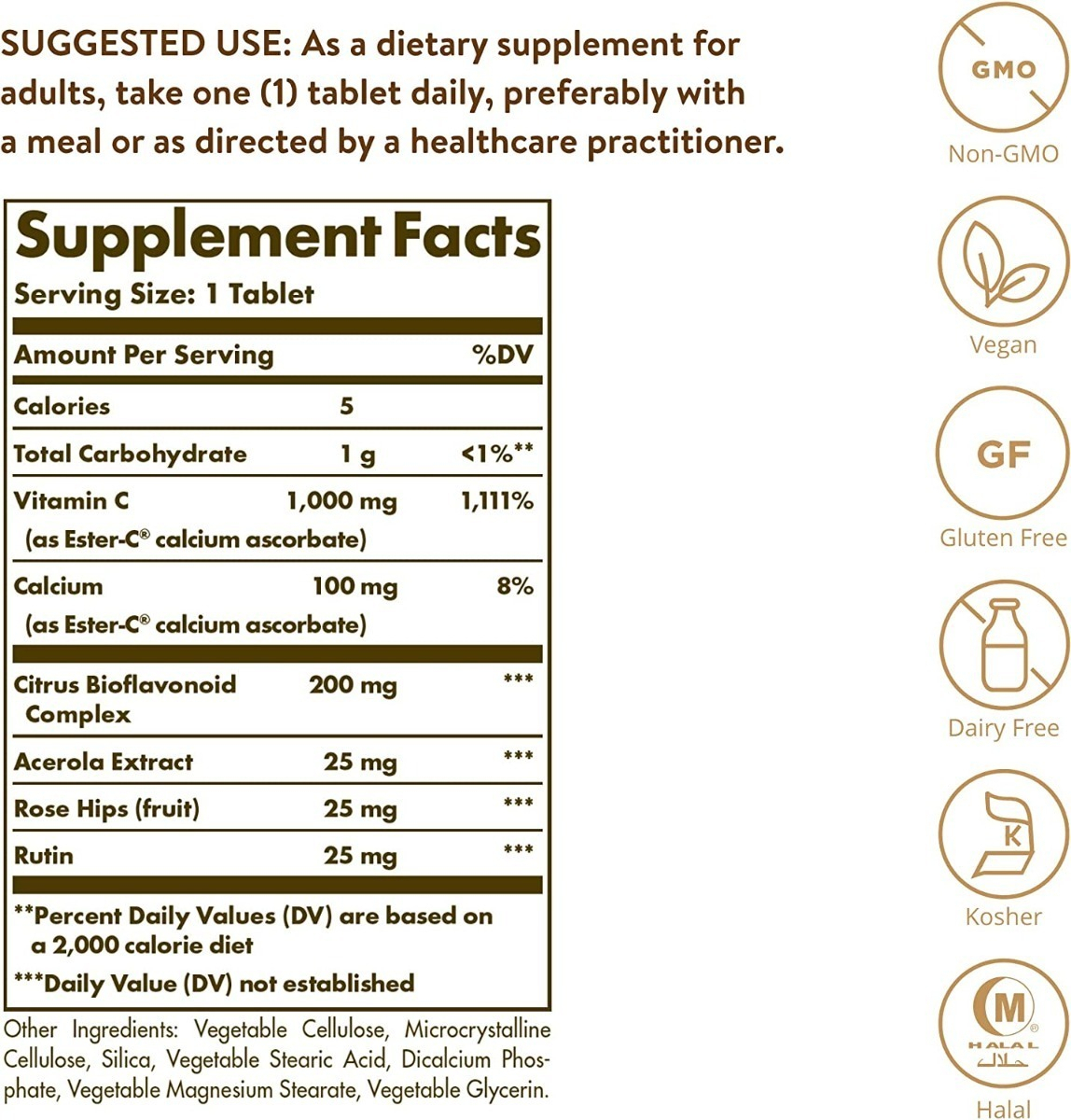 Salud y Equipamiento Médico - Vitamina C 1000mg 180 tab Solgar 1
