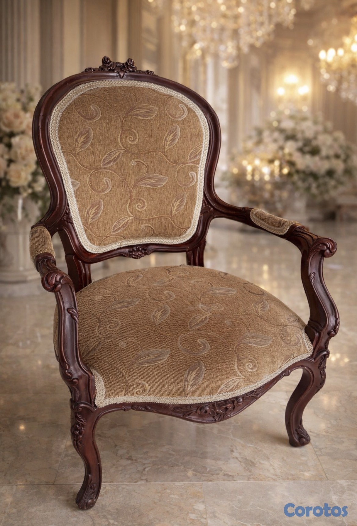 muebles y colchones - Butaca elegante en Caoba  1