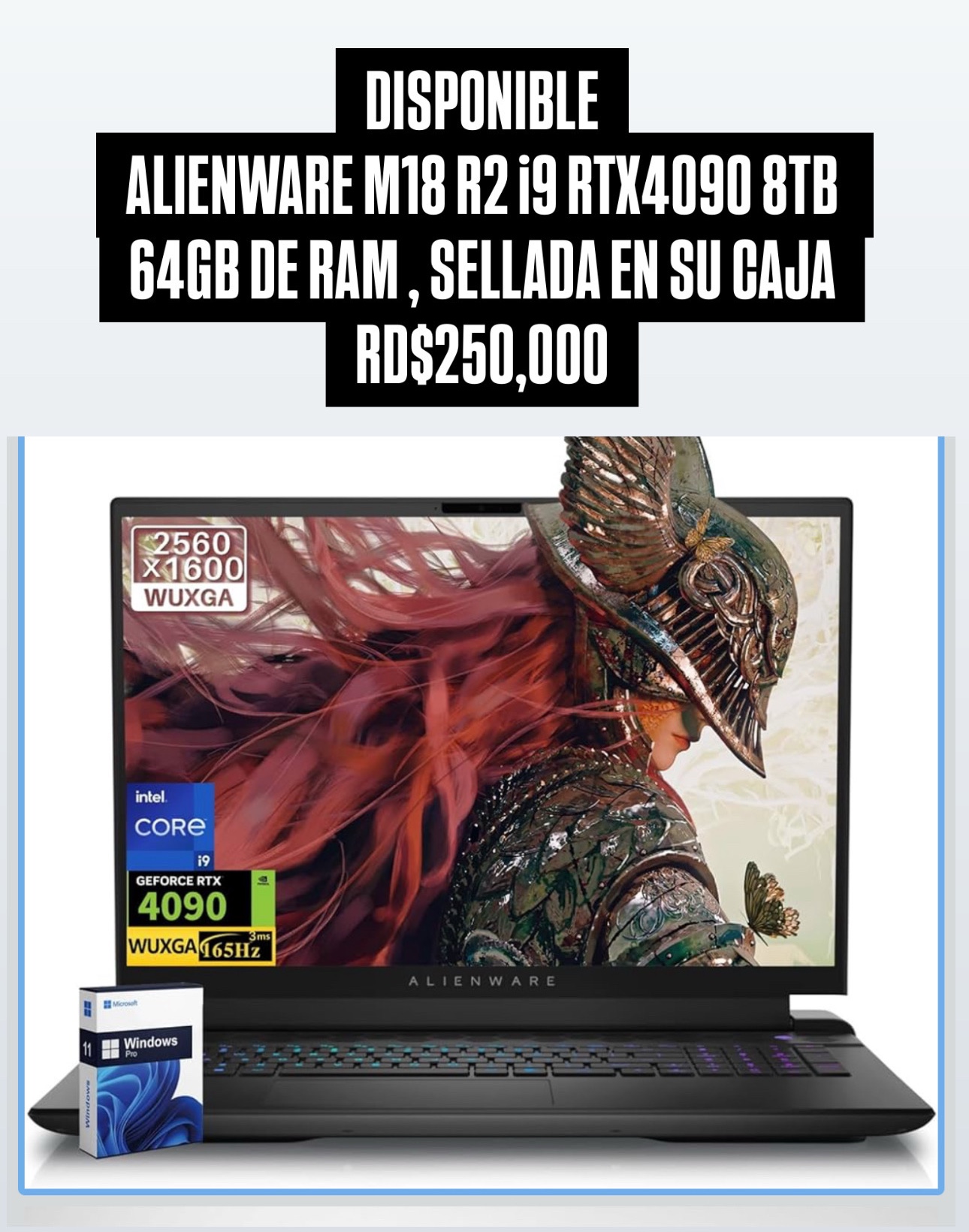celulares y tabletas - ALIENWARE M18 R2 i9 RTX4090 8TB 64GB DE RAM Nueva Sellada  1