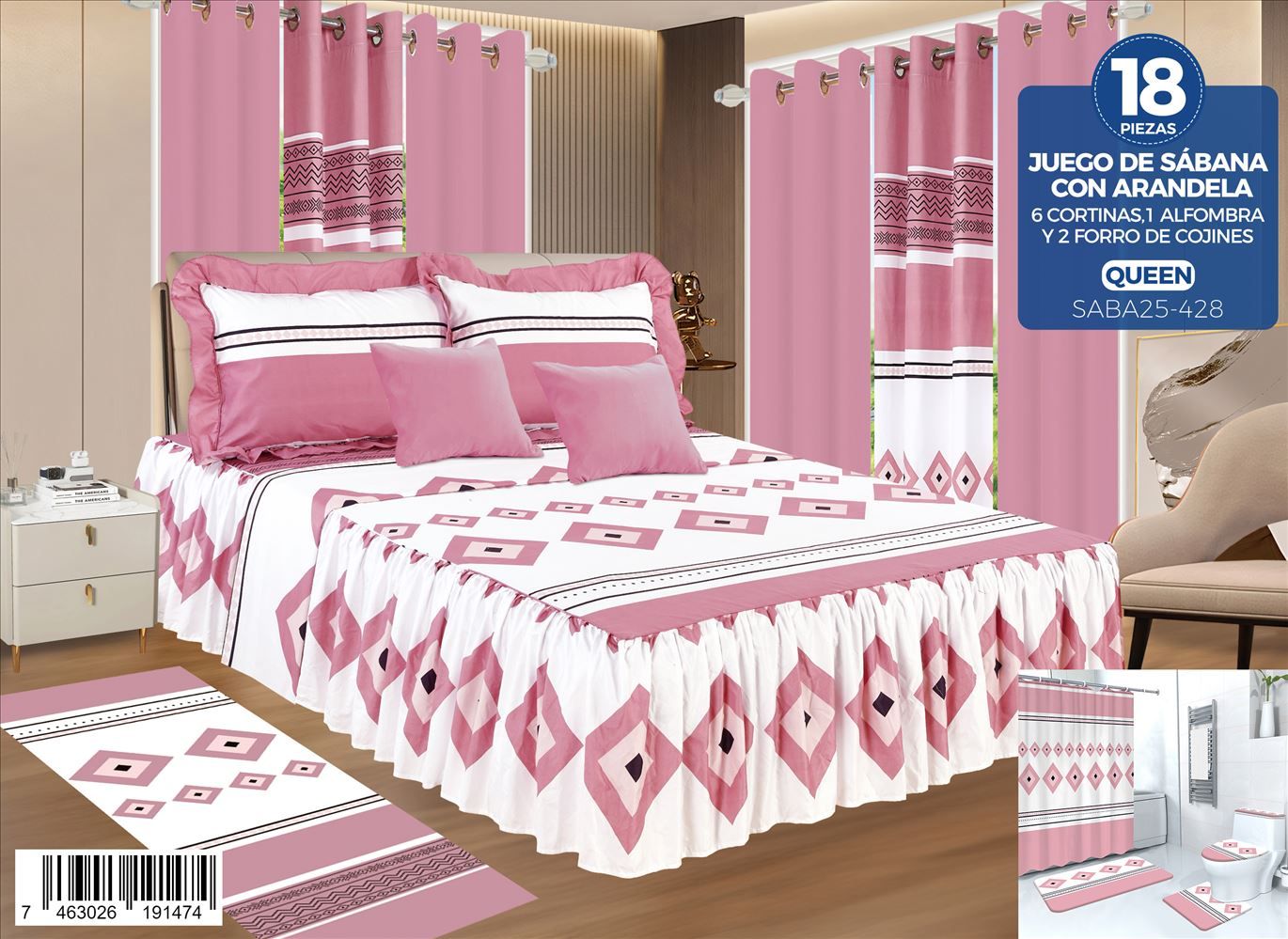 decoración y accesorios - Juegos de sabanas con arandelas de 18 piezas  6