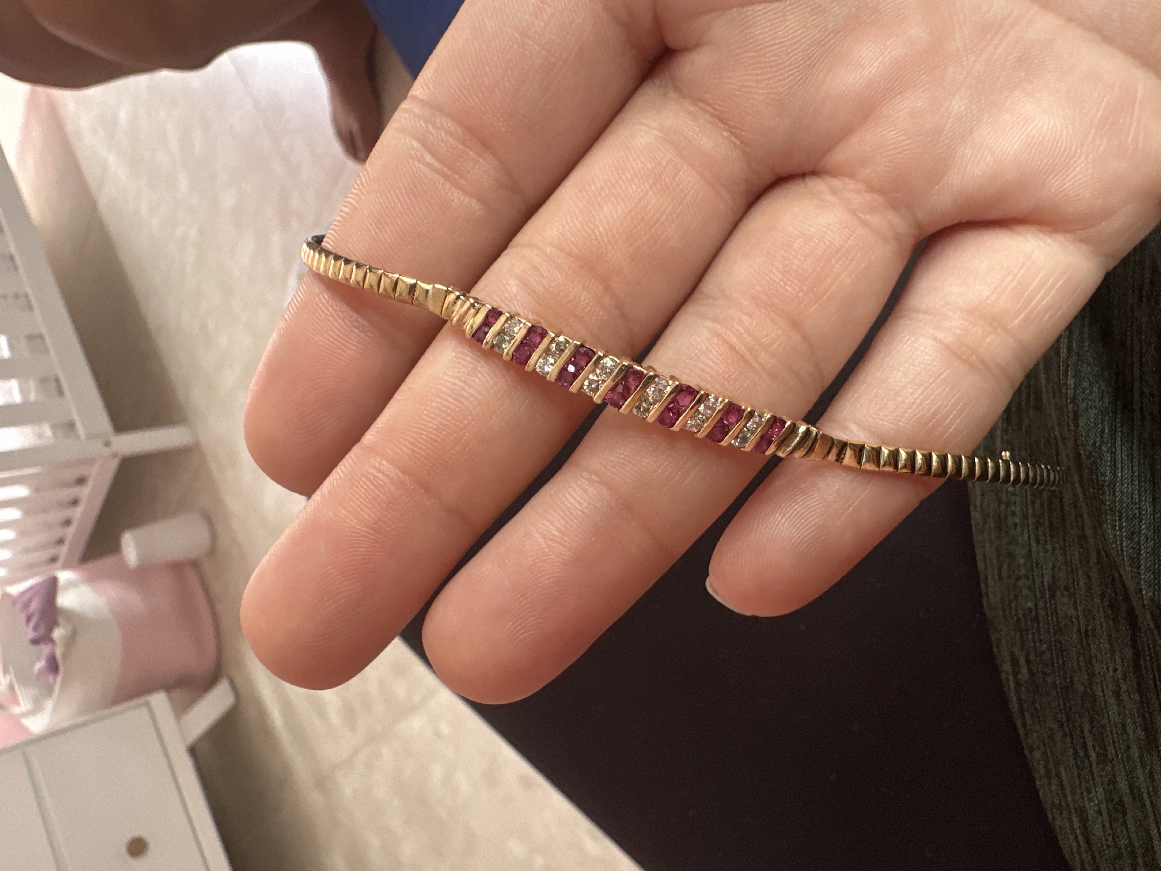 joyas, relojes y accesorios - Juego cadena y pulsera en oro con diamante y rubi 2
