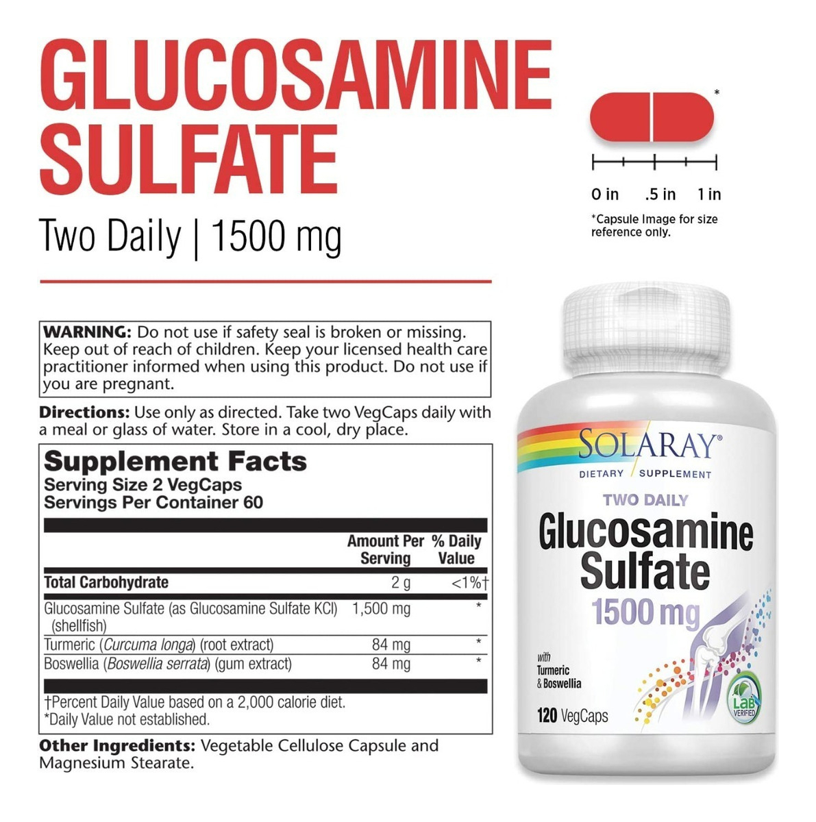 Salud y Equipamiento Médico - Glucosamina 1500 Mg Solaray - Unidad 1