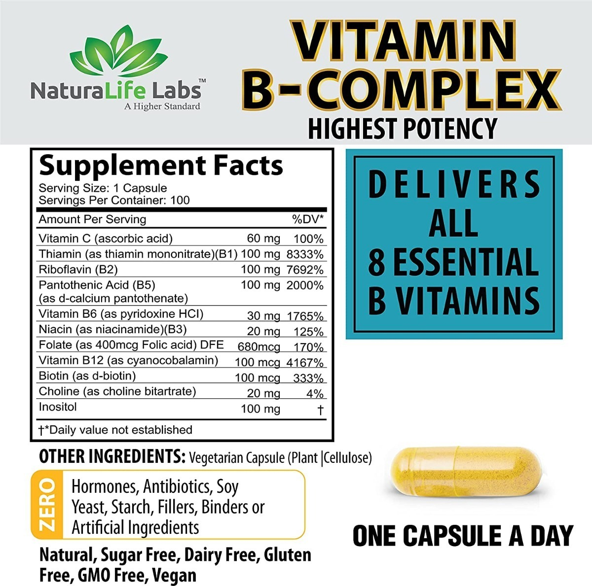 Salud y Equipamiento Médico - Complejo B 100 Mg Naturalife 1