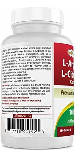 Salud y Equipamiento Médico - Best Naturals L-arginine L-citruline Complex Tabletas, 250 U 5