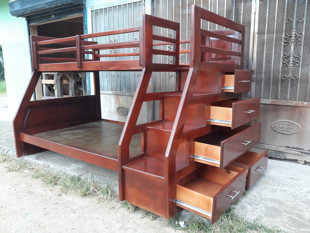 muebles y colchones - Camarote de dos camas con gavetas 