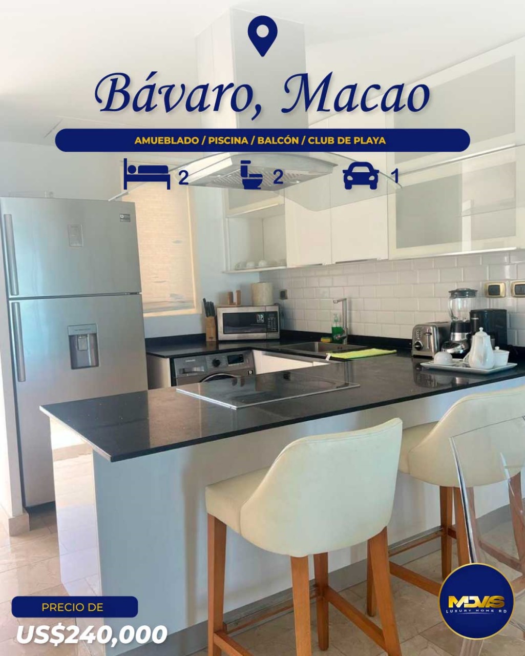 apartamentos - Se Vende Apartamento totalmente amueblado en Bávaro Macao 0