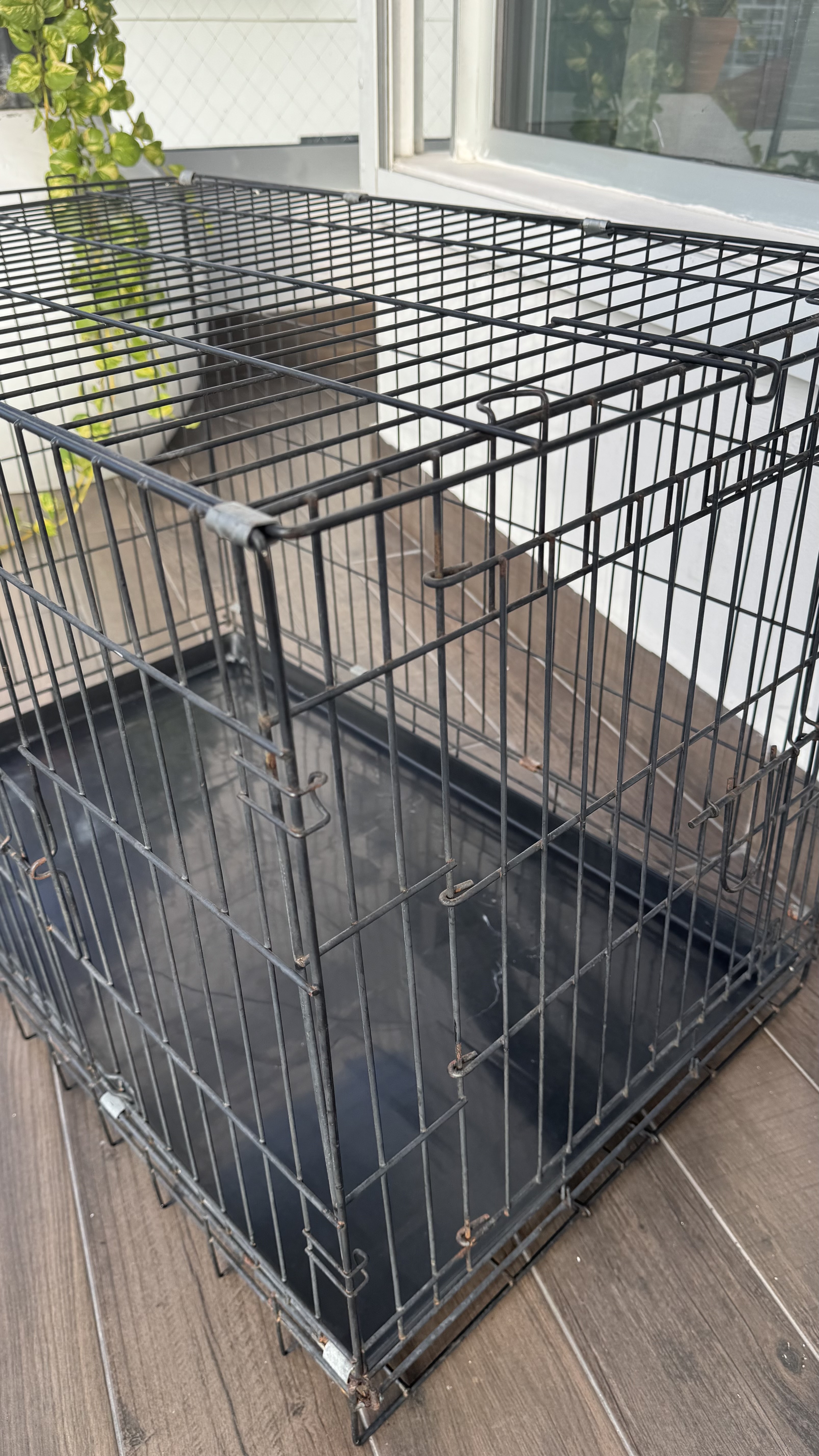 animales y mascotas - Jaula metálica para perro mediano – usada 3