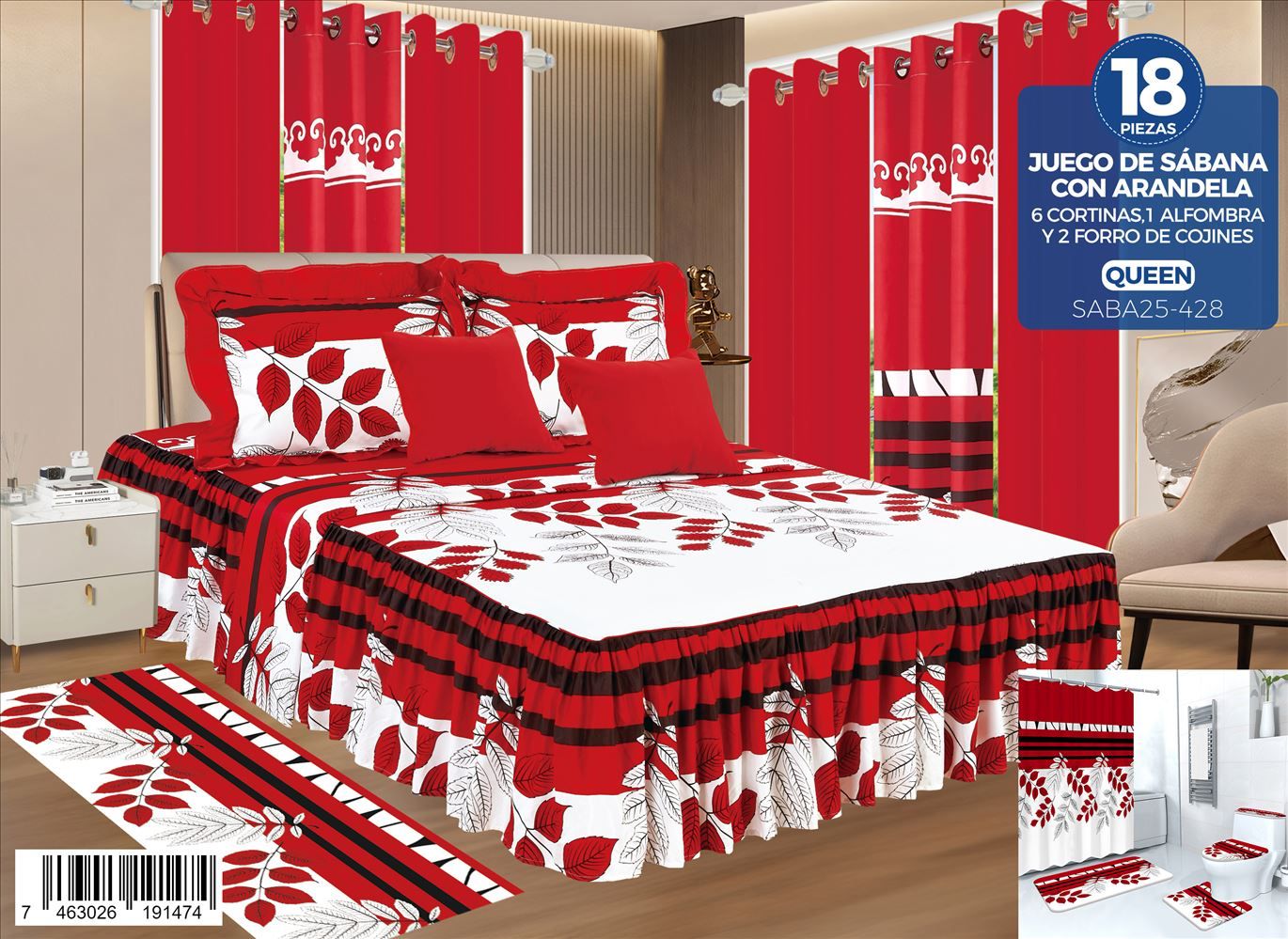 decoración y accesorios - Juegos de sabanas con arandelas de 18 piezas  7