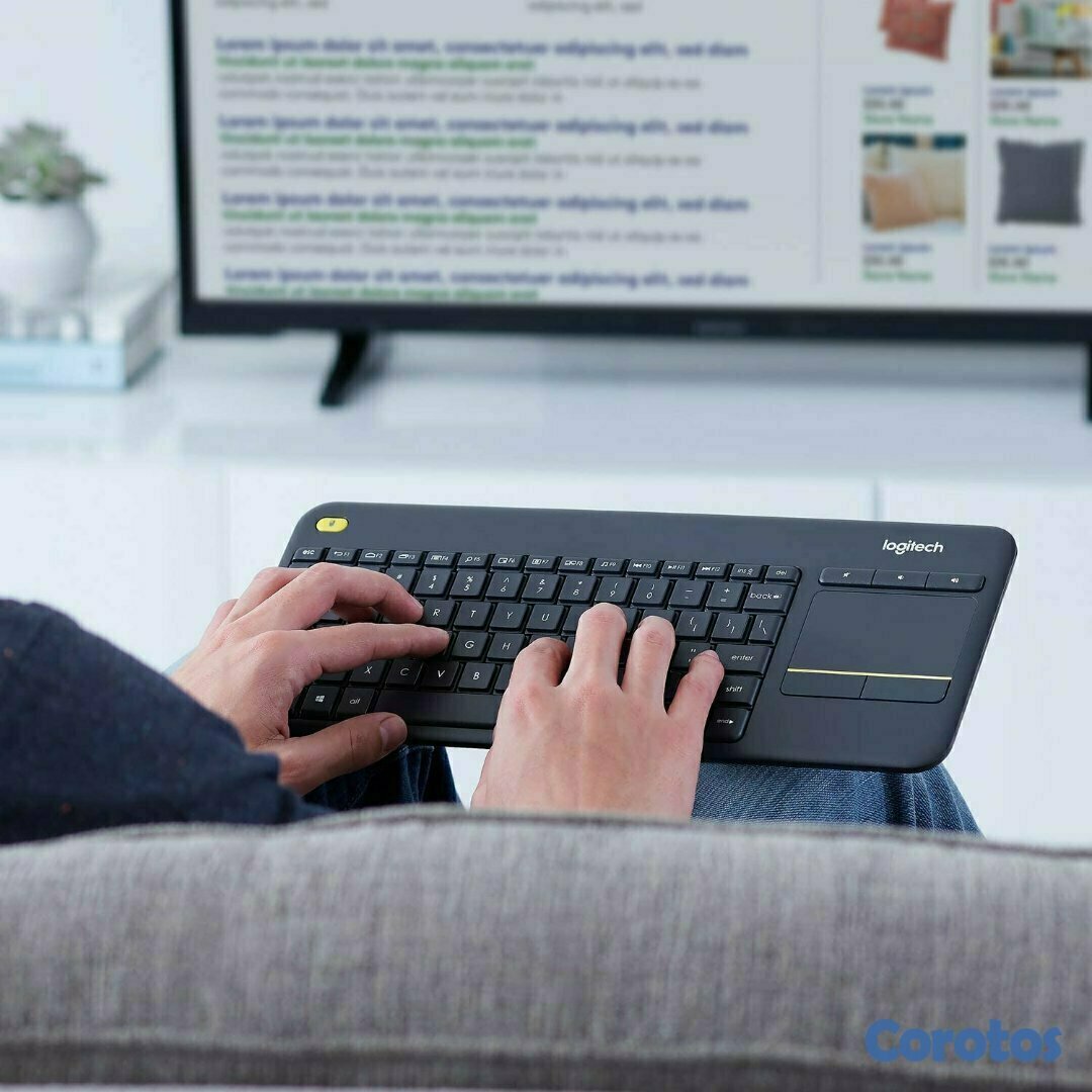 computadoras y laptops - TECLADO Y TOUCHPAD LOGITECH K400 PLUS USB WIRELESS RECEIVER 2.4GHZ WIRELESS,ESPA 1