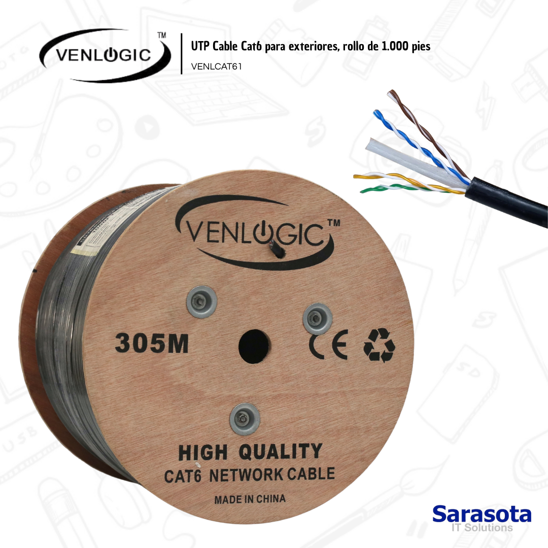 accesorios para electronica - Venlogic UTP CAT6 cable de 1000 pies para exterior 0
