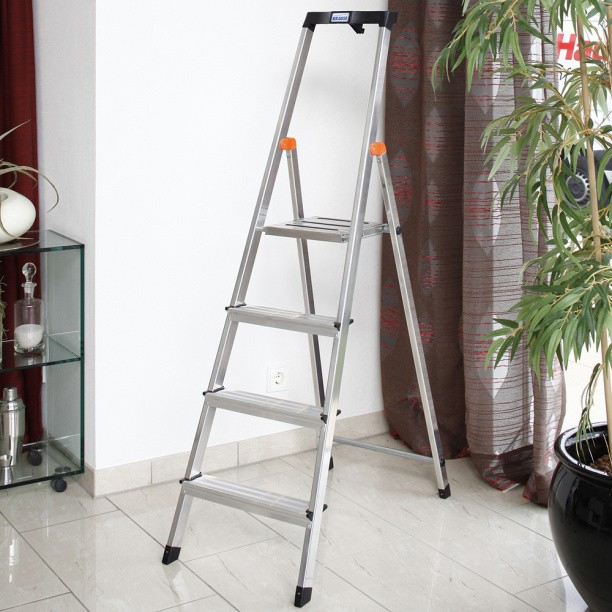 herramientas, jardines y exterior - ESCALERA DE 4 PELDAÑOS DE ALUMINIO + BANDEJA DE HERRAMIENTAS MULTIUSOS ESCALONES 2