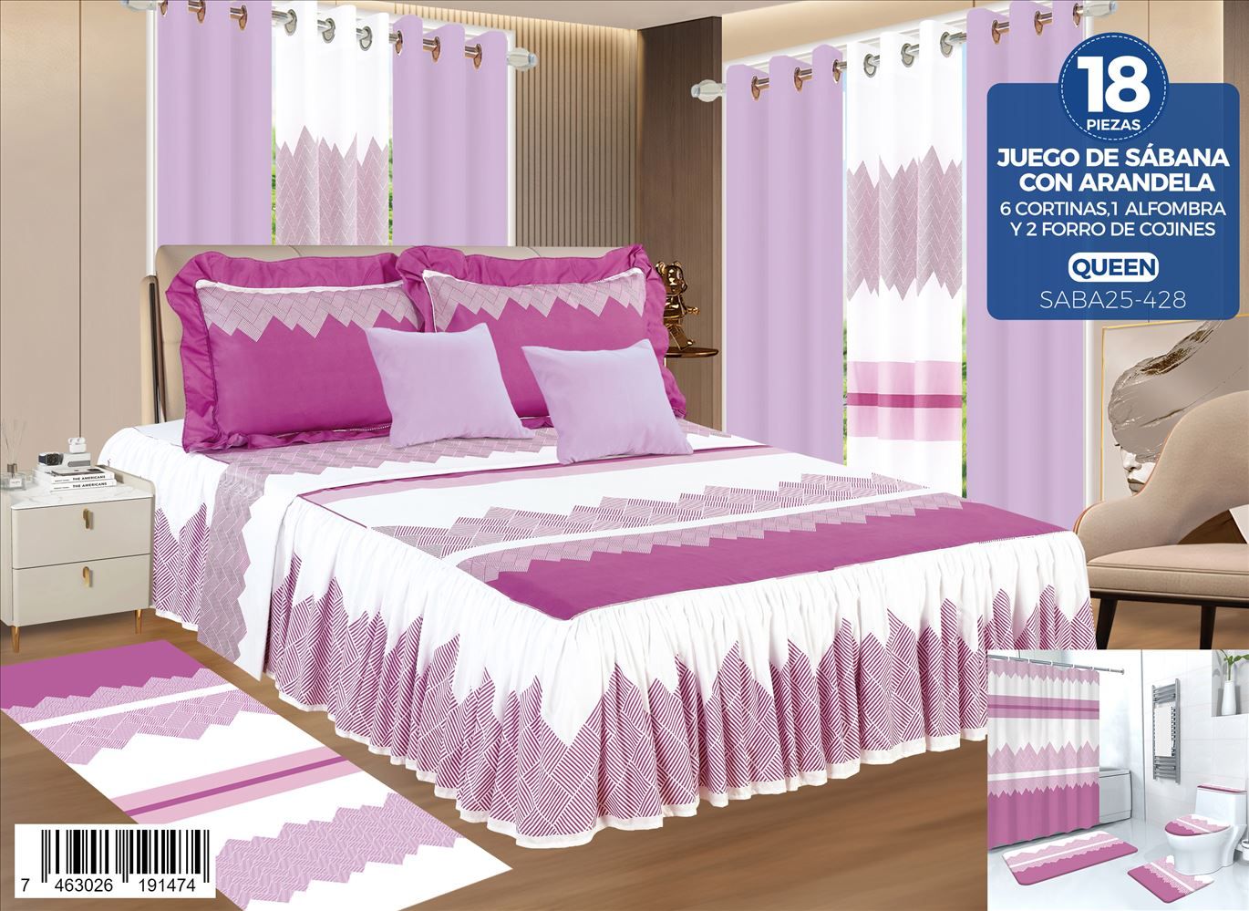 decoración y accesorios - Juegos de sabanas con arandelas de 18 piezas  8