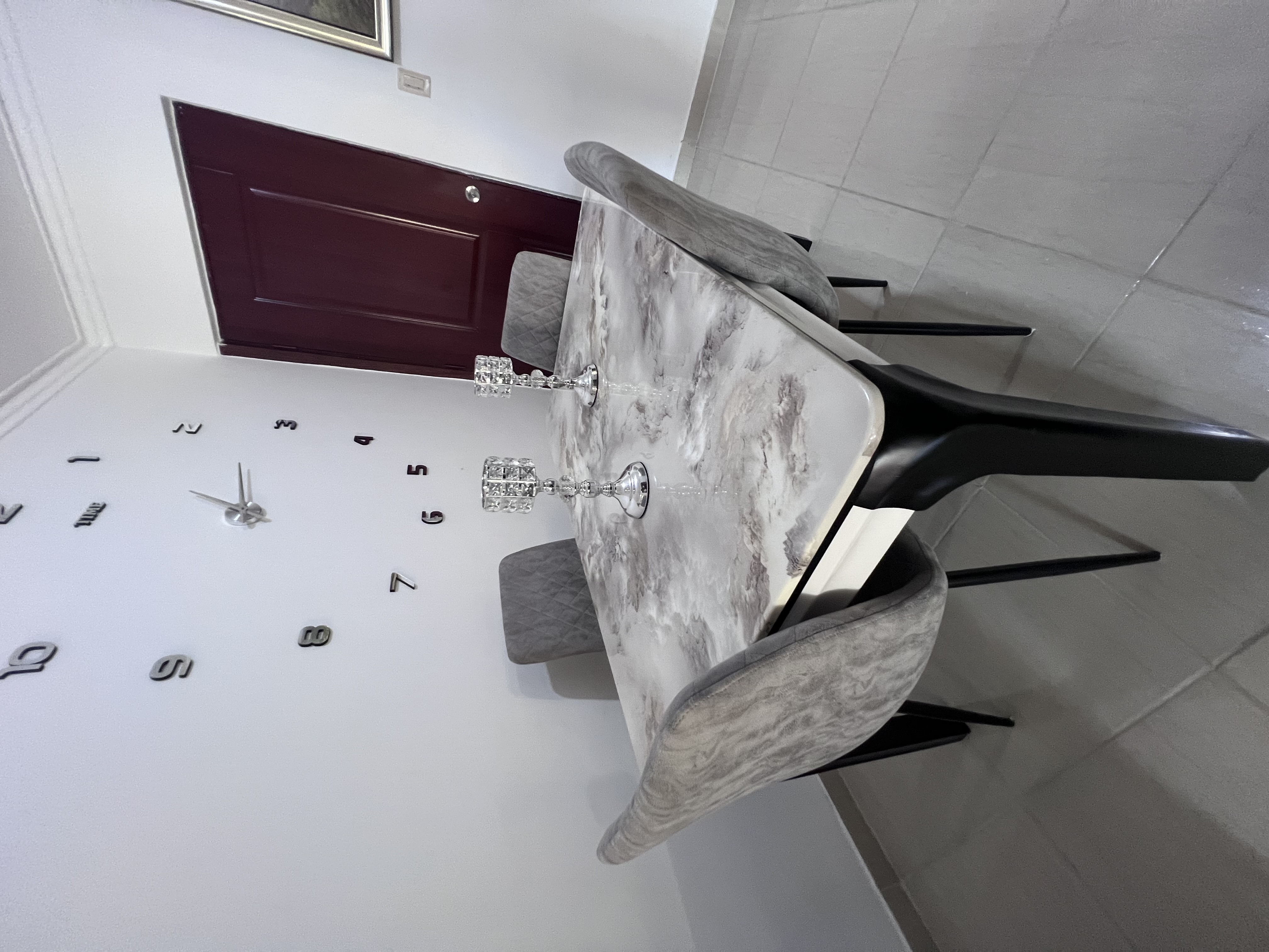 muebles y colchones - Juego de comedor 4 sillas tope de marmol 3