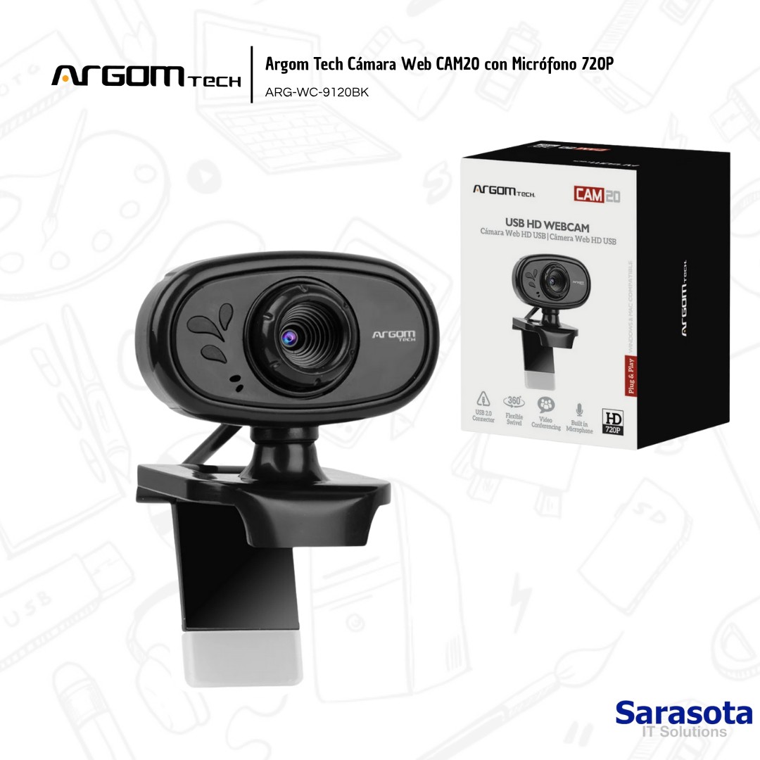 camaras y audio - Argom Tech Cámara Web CAM20 con Micrófono 720P 2