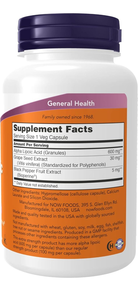 Salud y Equipamiento Médico - Now Foods Ácido Alfa Lipoico - Unidad 1