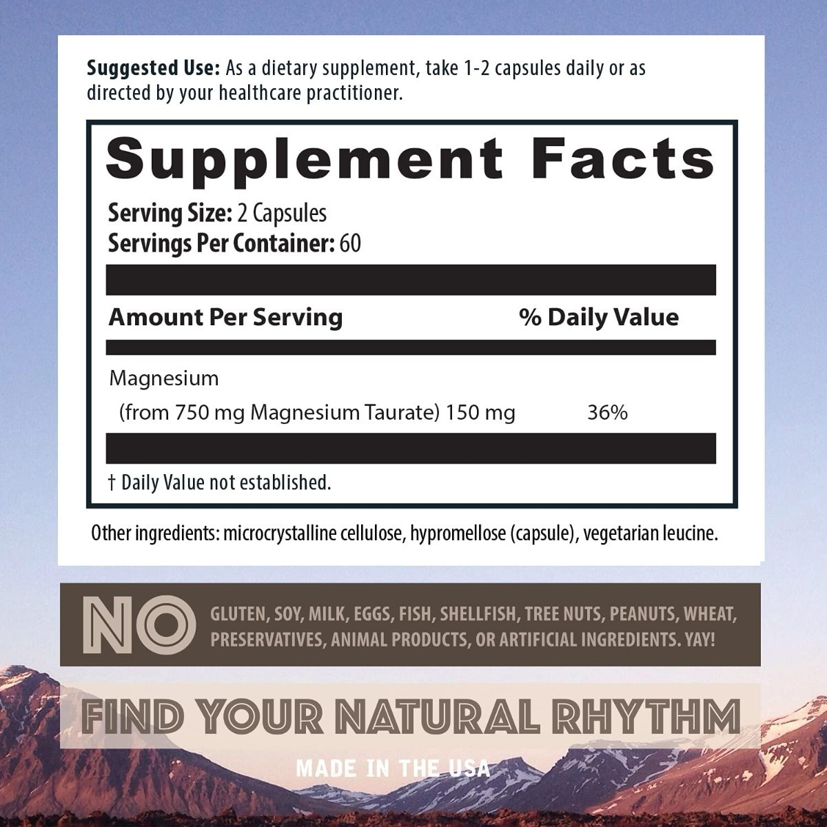 Salud y Equipamiento Médico - Taurato De Magnesio 750 mg Natural 1