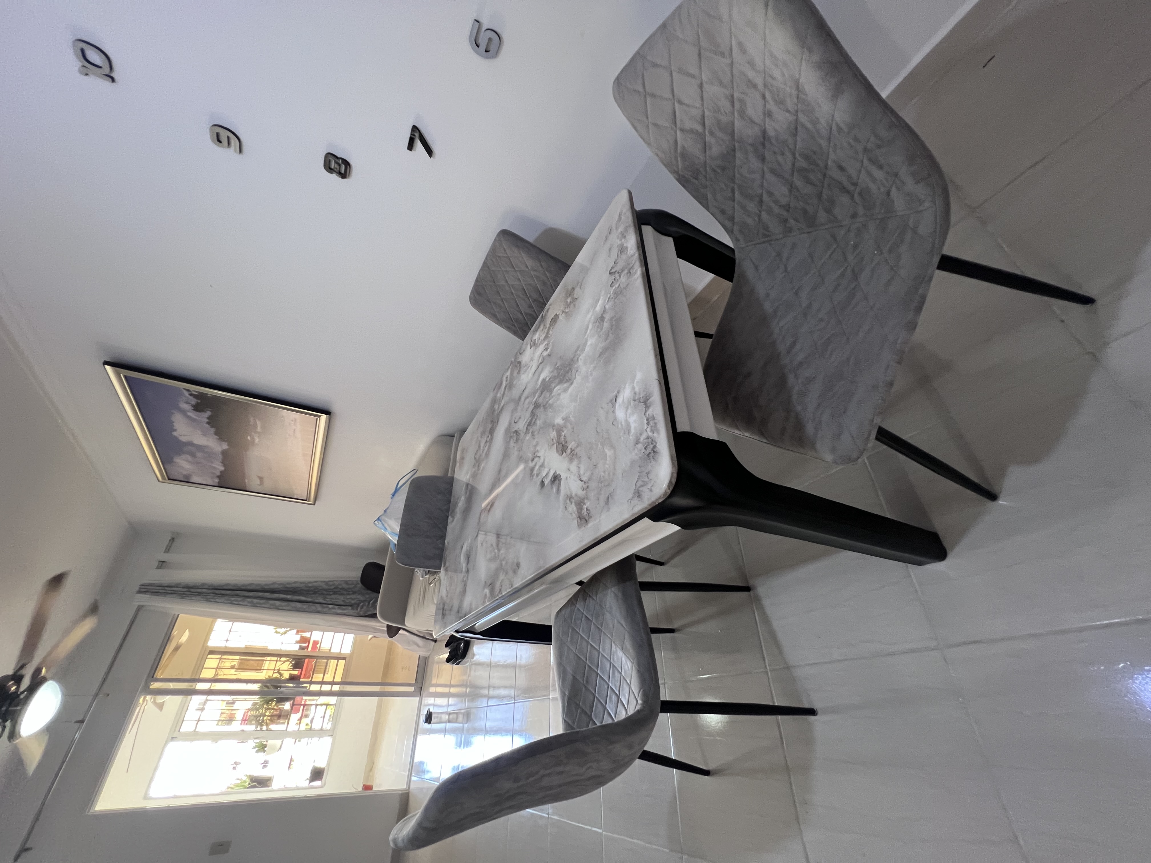 muebles y colchones - Juego de comedor 4 sillas tope de marmol 4