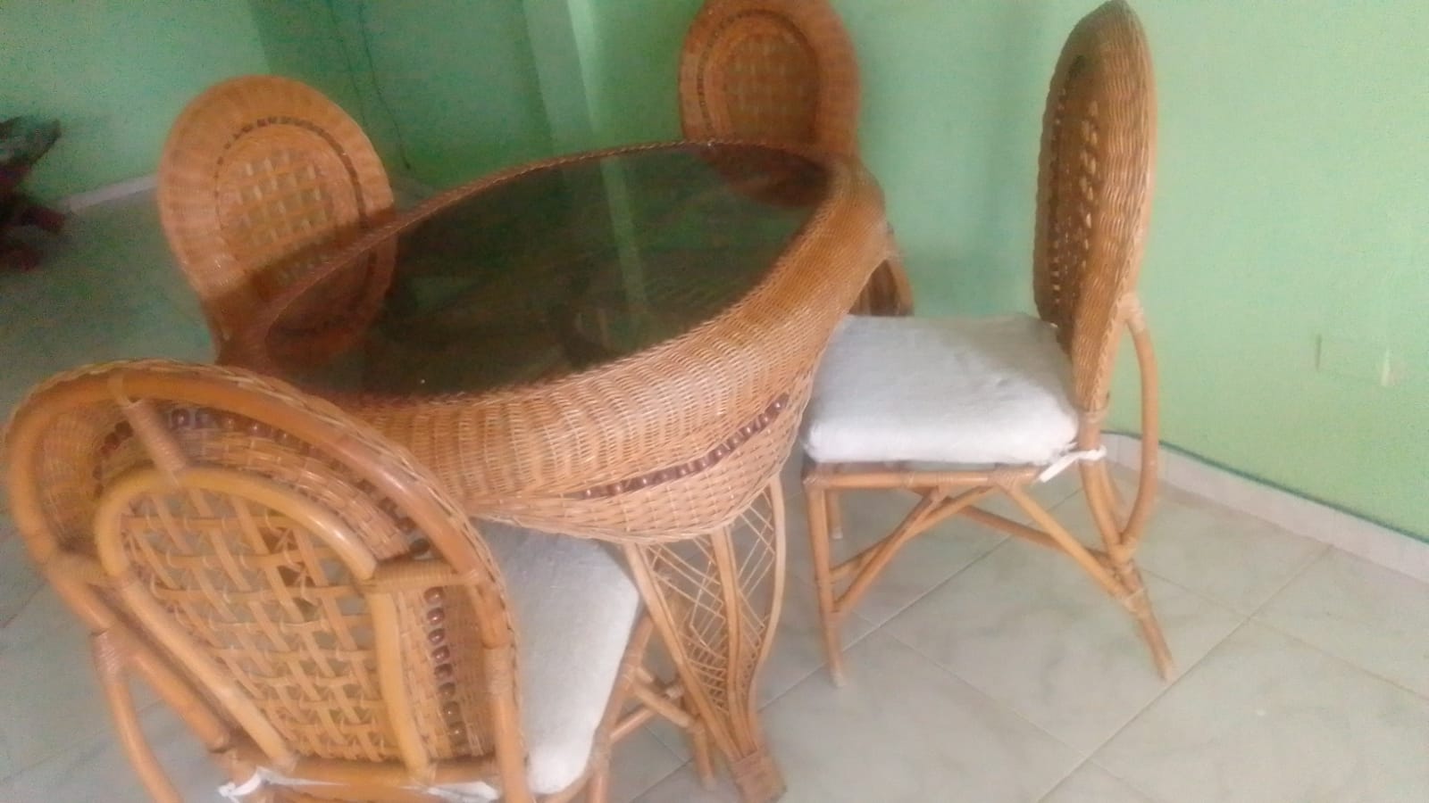 cocina - COMEDOR DE MIMBRE RATAN 4 SILLAS 2