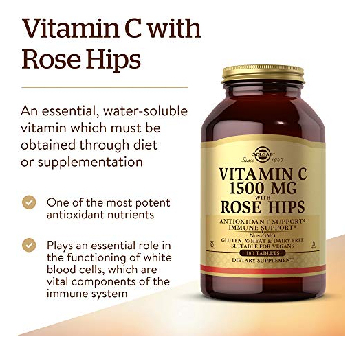 Salud y Equipamiento Médico - Solgar Vitamina C 1500 Mg Con Escaramujos, 180 Tabletas - Re 2