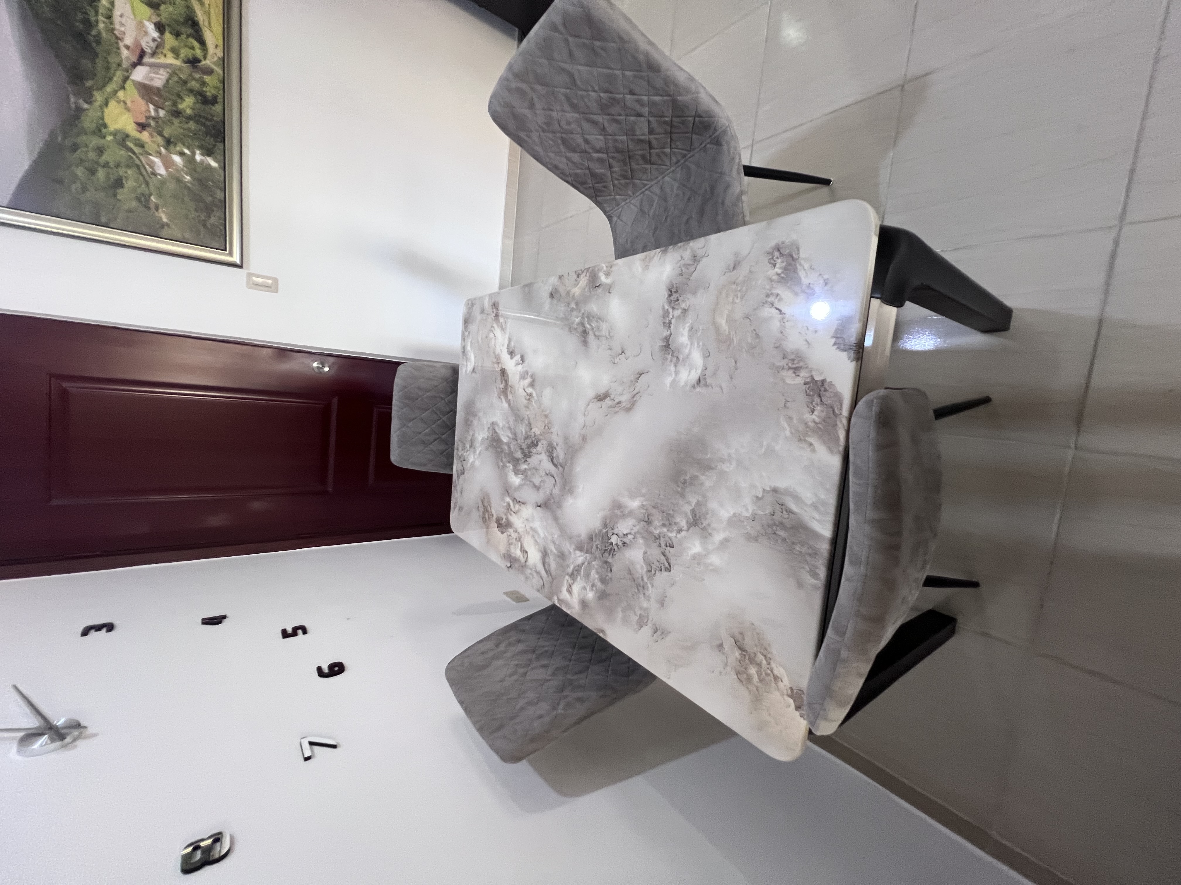 muebles y colchones - Juego de comedor 4 sillas tope de marmol 5