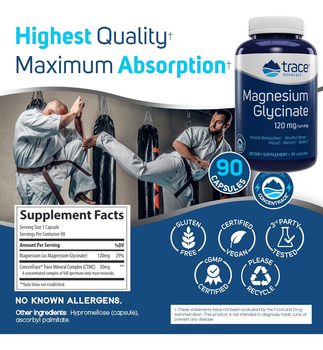 Salud y Equipamiento Médico - Glicinato Magnesio 90 caps 120 mg 1