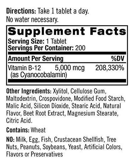 Salud y Equipamiento Médico - Natrol Vitamina B12, Tabletas De Disolucion Rapida, Promueve 1