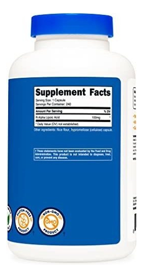 Salud y Equipamiento Médico - Nutricost R-alpha Lipoic Acid 100mg, 240 Capsules - Veggie 2