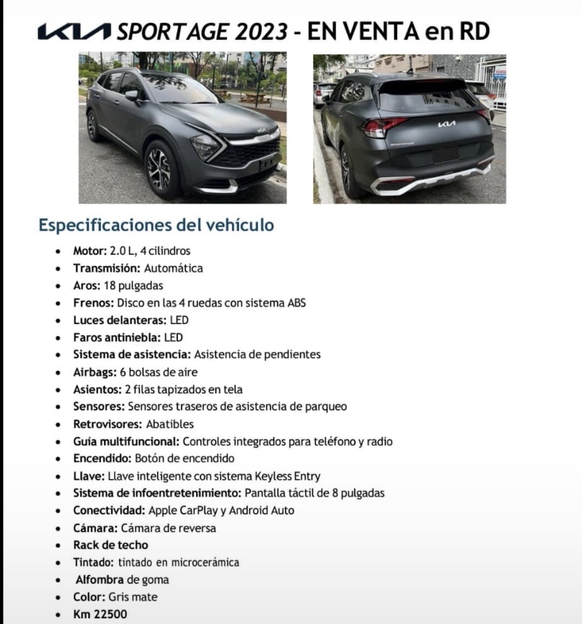 jeepetas y camionetas - Kia Sportage 2023 (Motivo: Mudanza de pais) 7