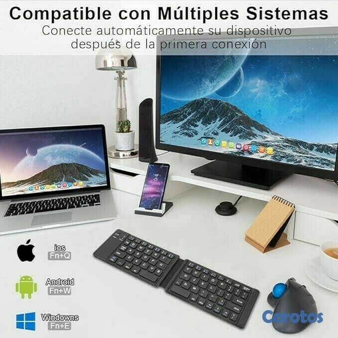 computadoras y laptops - Mini teclado inalambrico plegable Q-815 compatible iOS, Android y Window
 3