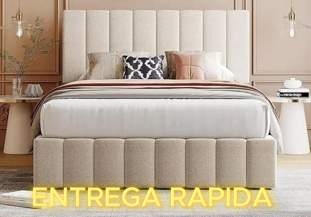 muebles y colchones - Base crema tapizada  disponible, envio gratis