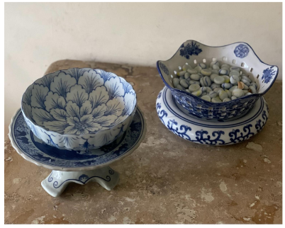 decoración y accesorios - Set de Adornos Azules de Porcelana
