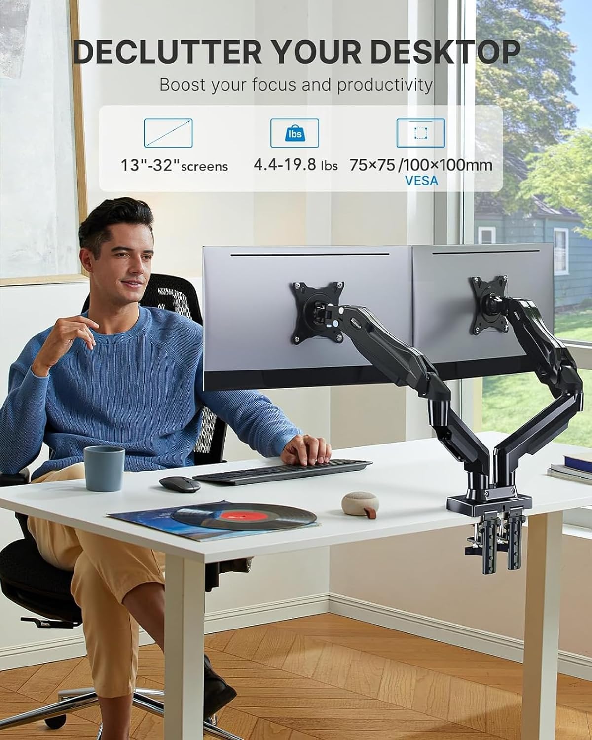 accesorios para electronica - Soporte de monitor doble para pantallas de 17 a 27 4