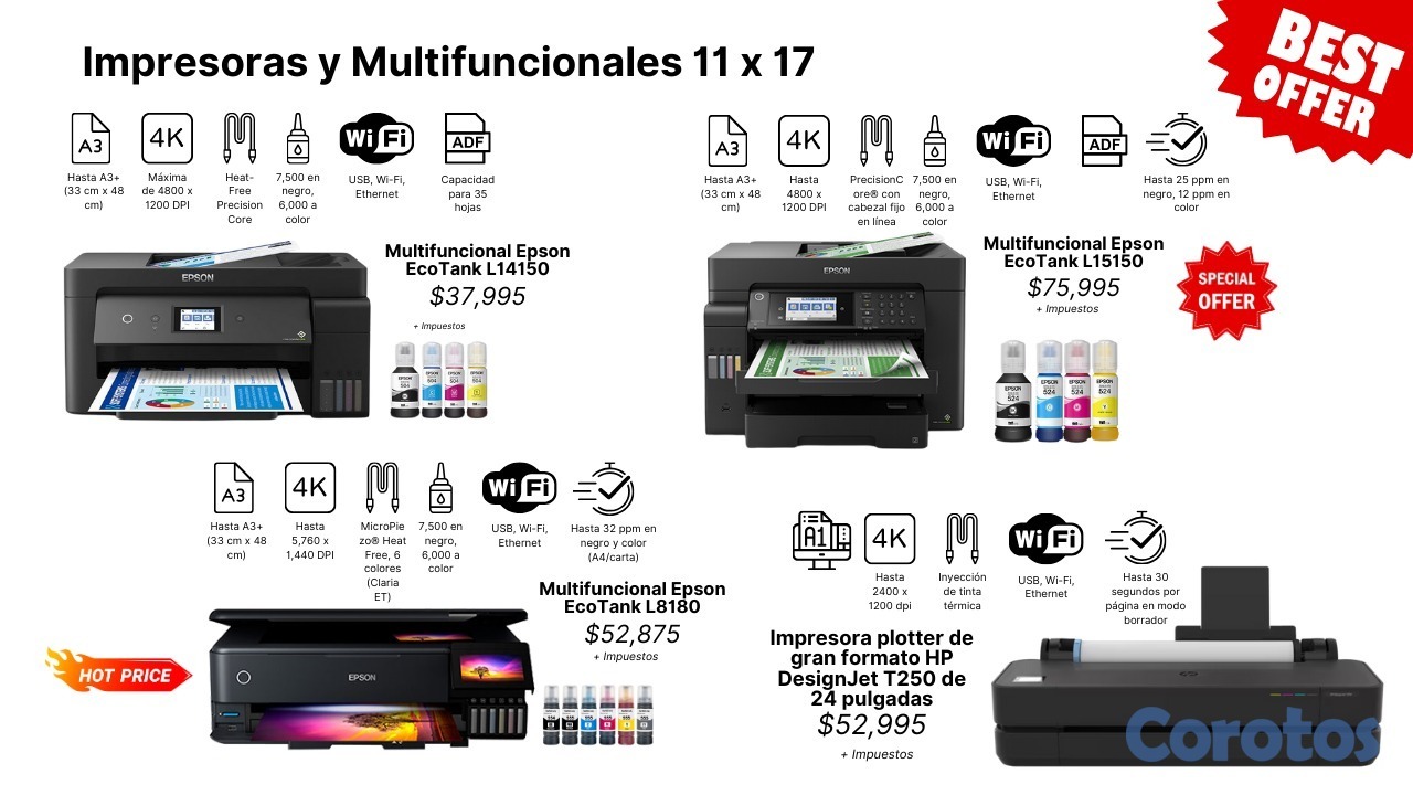 impresoras y scanners - OFERTA DE IMPRESORAS Y PLOTTERS EN IMPRESION 11X17