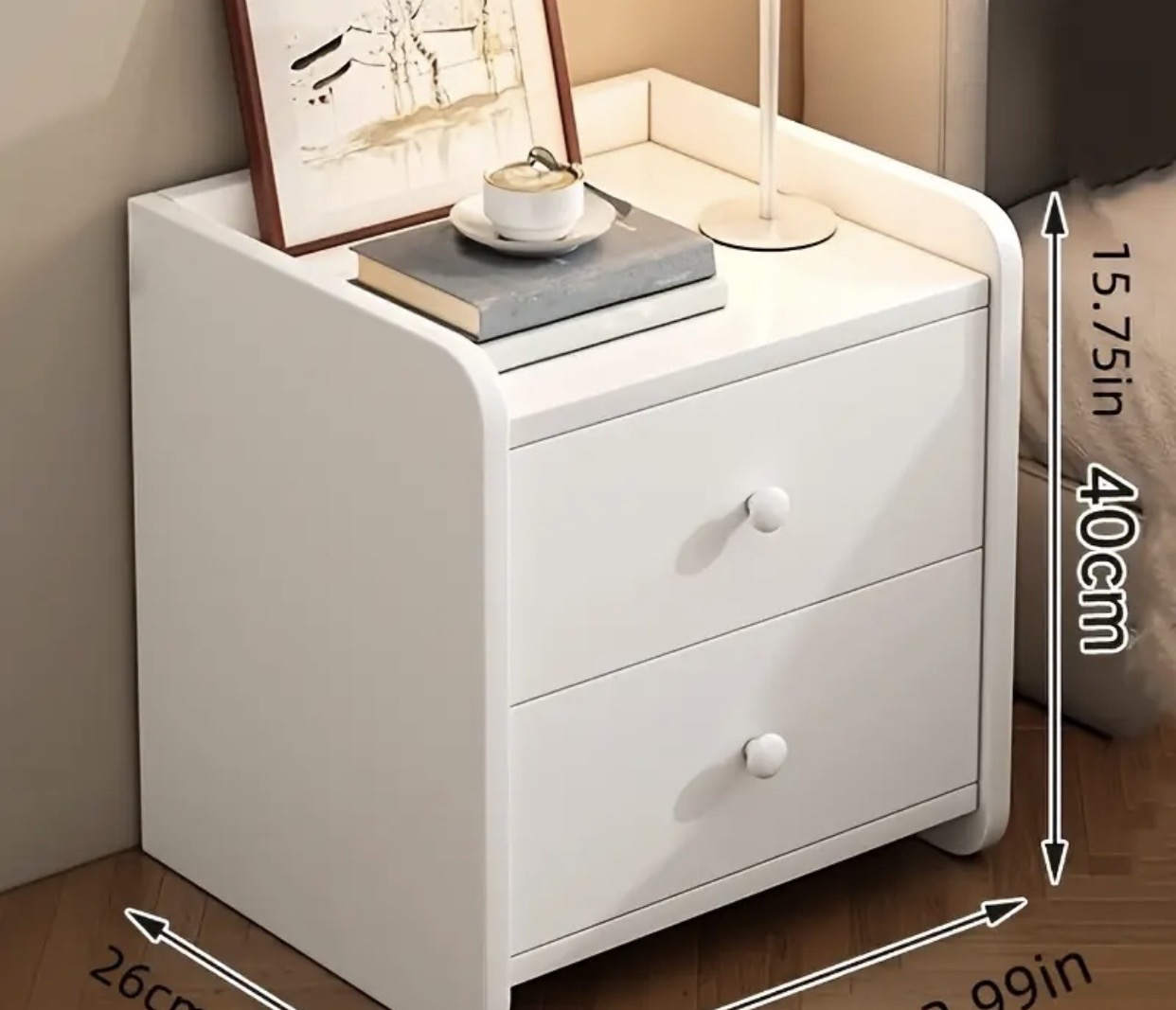 muebles y colchones - mesa de noche blanca, mini armario de dos cajones 

 2