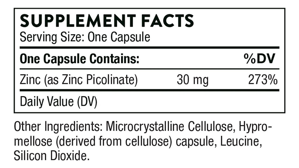 Salud y Equipamiento Médico - Picolinato Zinc 30 Mg Thorne 1