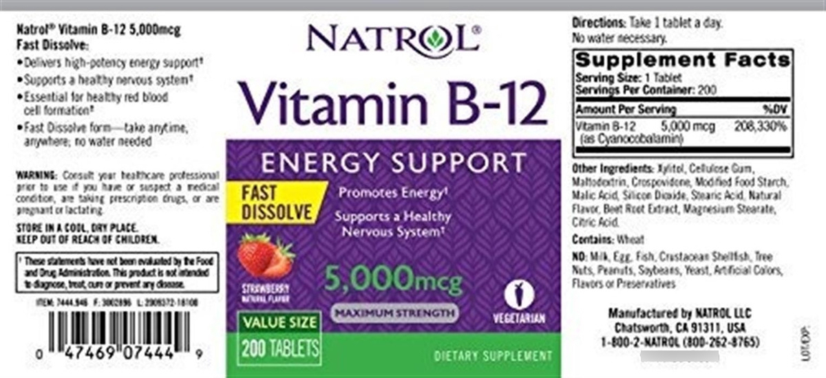 Salud y Equipamiento Médico - Natrol Vitamina B12, Tabletas De Disolucion Rapida, Promueve 2